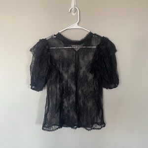 Free People Black Lace Blouse